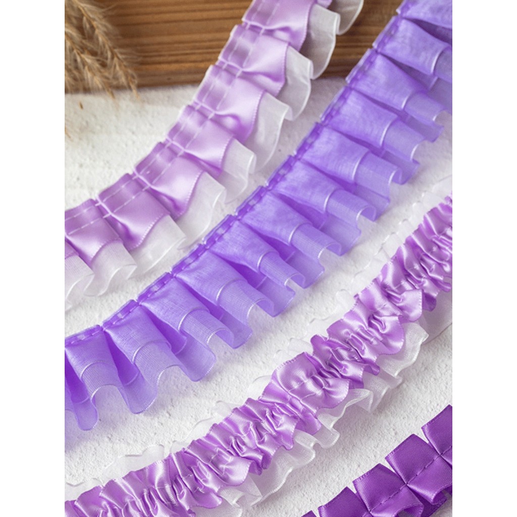 

5Meters Elegant Party Dresses 2024 Purple Lace For Diy Pleated Lace Ribbons Trim Needlework Decoration Apparel Sewing Supplies