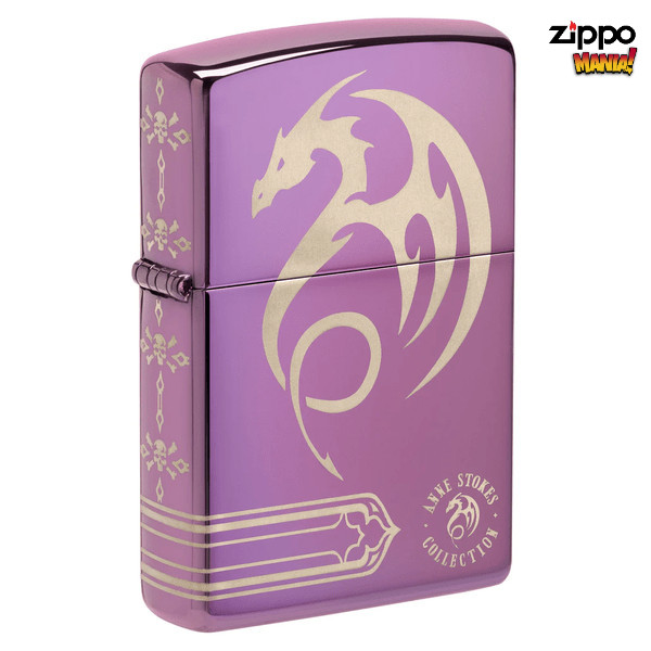 Zippo Purple Dragon Naga Ungu Anne Stokes 360 - Zippo Lighter Original Mancis