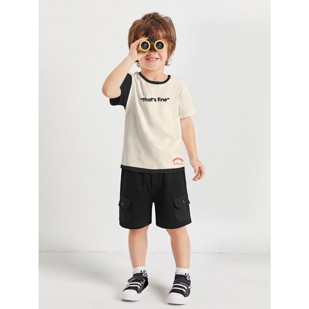 Baju Kaos Anak Laki Laki Perempuan Lengan Pendek Lengan Warna Hitam 1-8 Tahun Terbaru