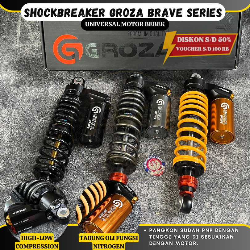 Shock Shockbreaker Belakang ORIGINAL GROZA BRAVE SERIES Tabung Atas Ukuran 320 MM Motor Bebek RX KIN