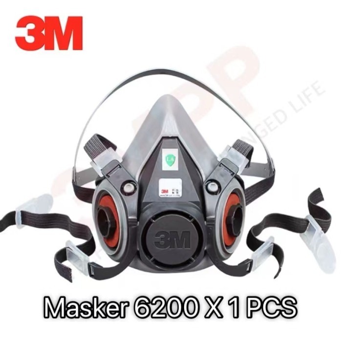 3M 6200 Respirator Half MaskP ORI - 3M 6200 Masker