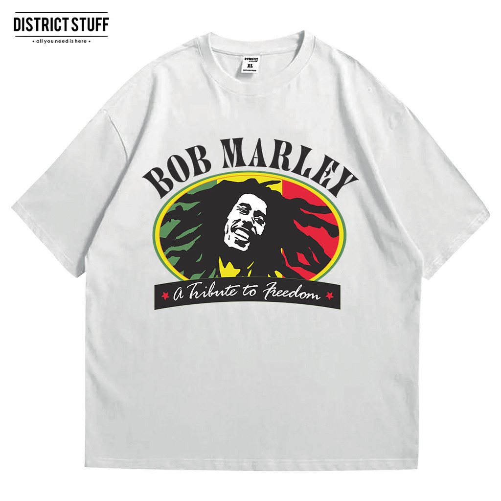 Kaos Band Bob Marley Freedom Tshirt Oversize Vintage Pria Wanita