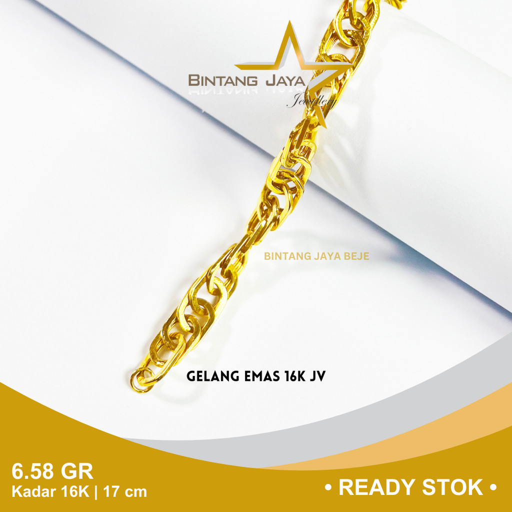 Gelang Emas Kadar 700 16K Berat 6.58 gr gram Panjang 17 cm Model Rantai Double Segi Per Glg Tangan R