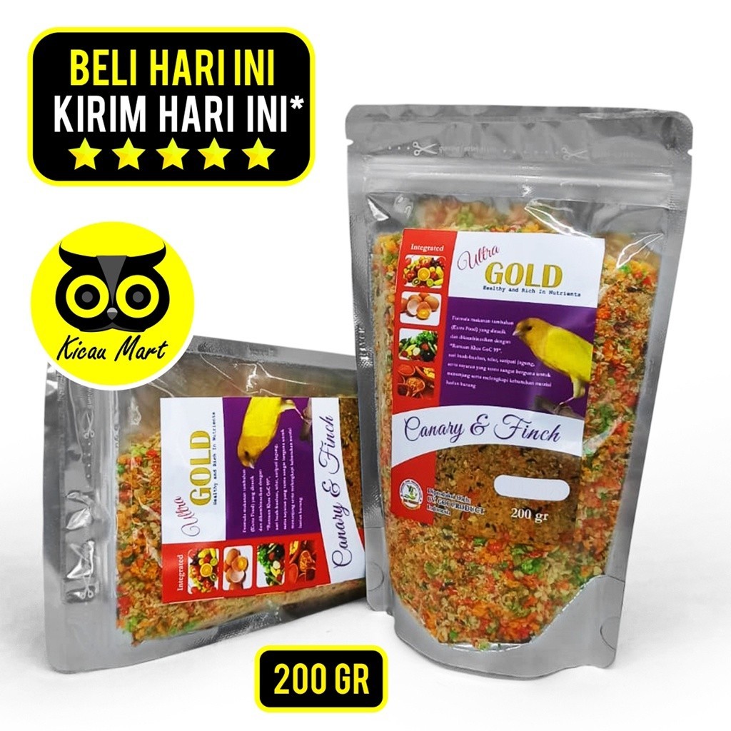 KICAU MART PAKAN MAKANAN BURUNG KENARI EXTRA FOODING EGG FOOD EF ULTRA GOLD CANARY FINCH GOC 200 GRA