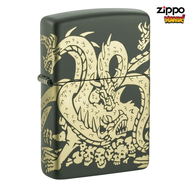 Zippo Multi Headed Green Dragon Design 360 - Zippo Lighter Original Mancis