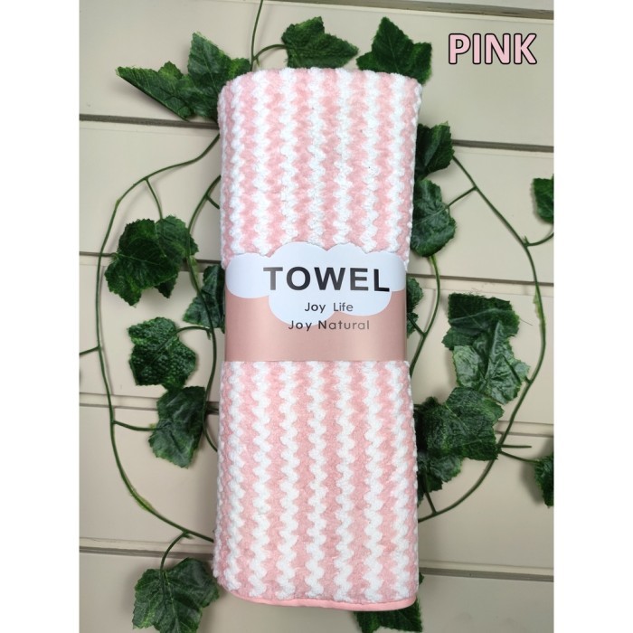 cod Handuk Mandi Dewasa Towel Joy Life Joy Natural Uk 70x140 cm ZigZag - Pink