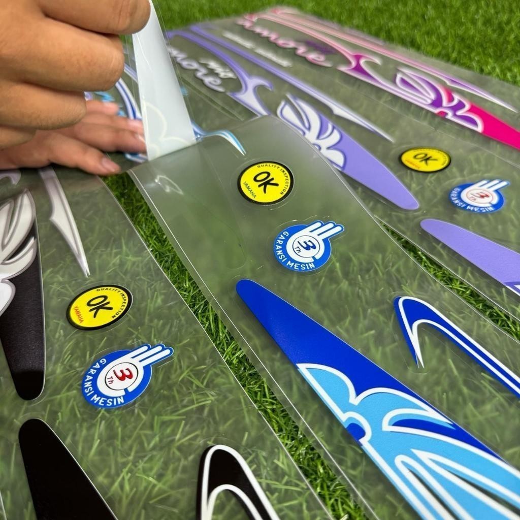 Striping Transparan Motor Yamaha Mio Sporty Motif Bunga Style Biru/Merah/Hijau | Sticker Yamaha Mio 