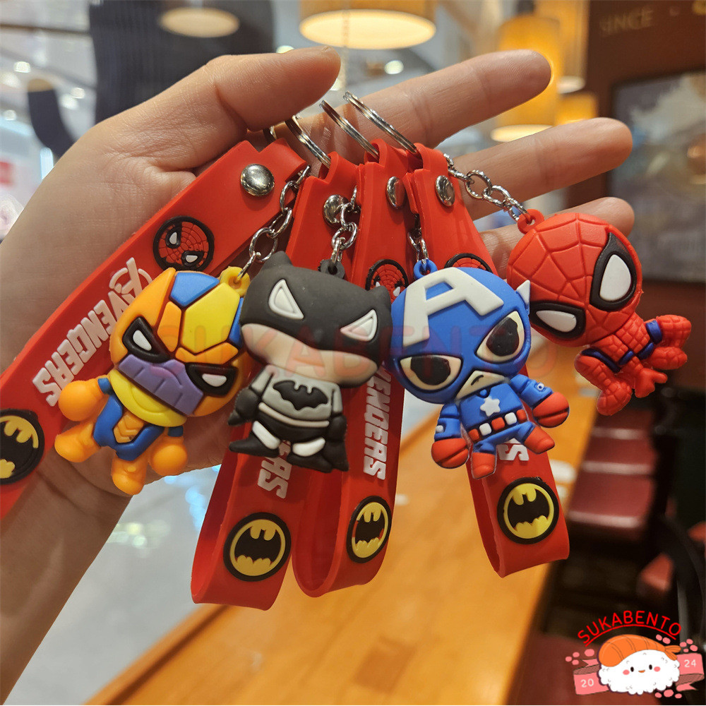 SBT Gantungan Kunci Avengers Batman Iron man Spiderman Silikon TEBAL TAHAN LAMA / Ganci Avengers / G