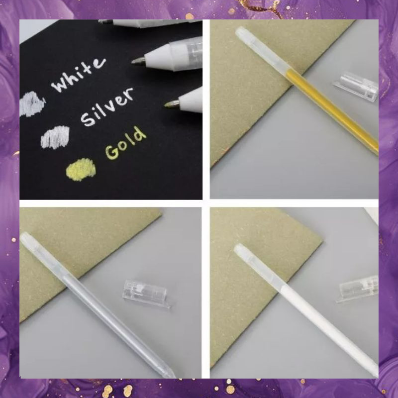 

(SBA) Pulpen METALIK GOLD SILVER EMAS Gel Pen Pena Color Metallic Ink AT0529A4