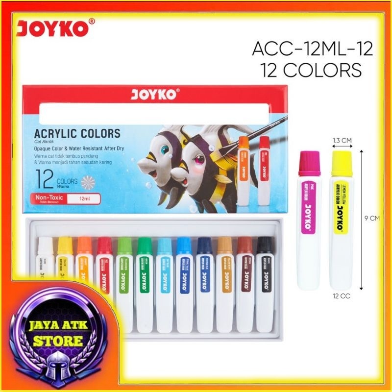 

Acrylic Set JOYKO Cat Lukis Akrilik Isi 12 Dan 18 Warna AAC - 12 Ml