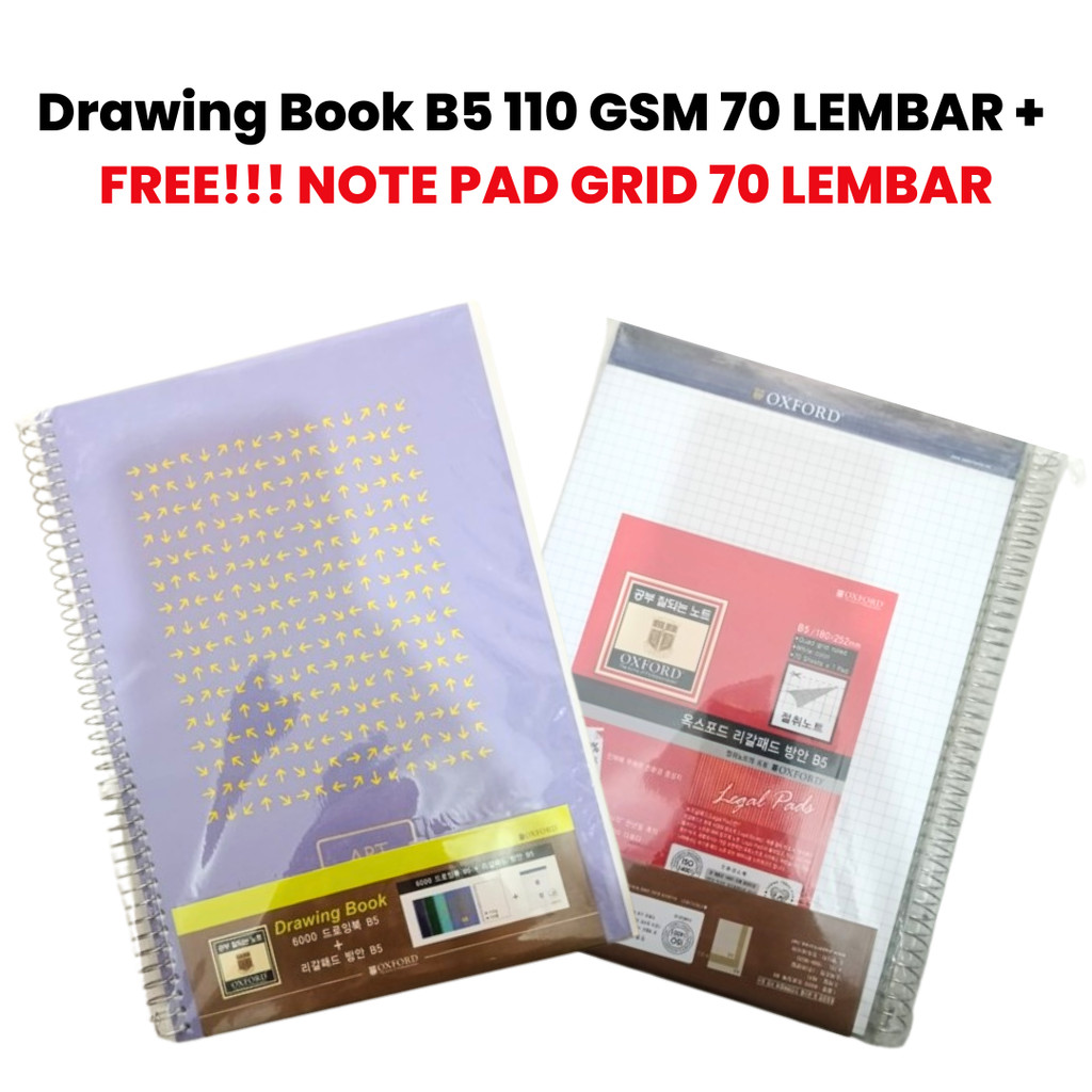 

DRAWING BOOK OXFORD B5 + INCLUDE NOTEPAD GRID !! / SKETCHBOOK B5 SPIRAL 70S