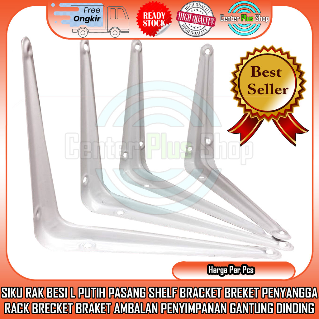 Breket Penyangga Rakk Siku Rak Besi Buku L Putih Pasang Shelf Bracket Rack Brecket Braket Ambalan Pe