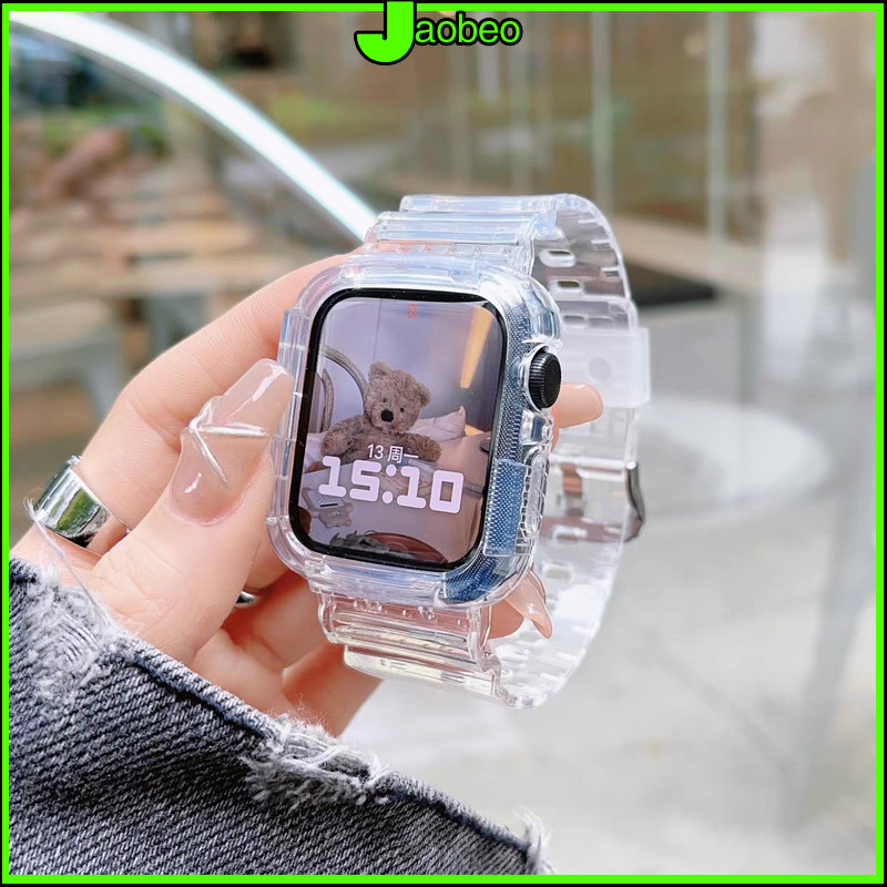 Clear Rubber Case Band for IWatch Apple Watch Strap SE 3 2 Series 11 10 9 8 7 6 5 4 3 2 46mm 45mm 41