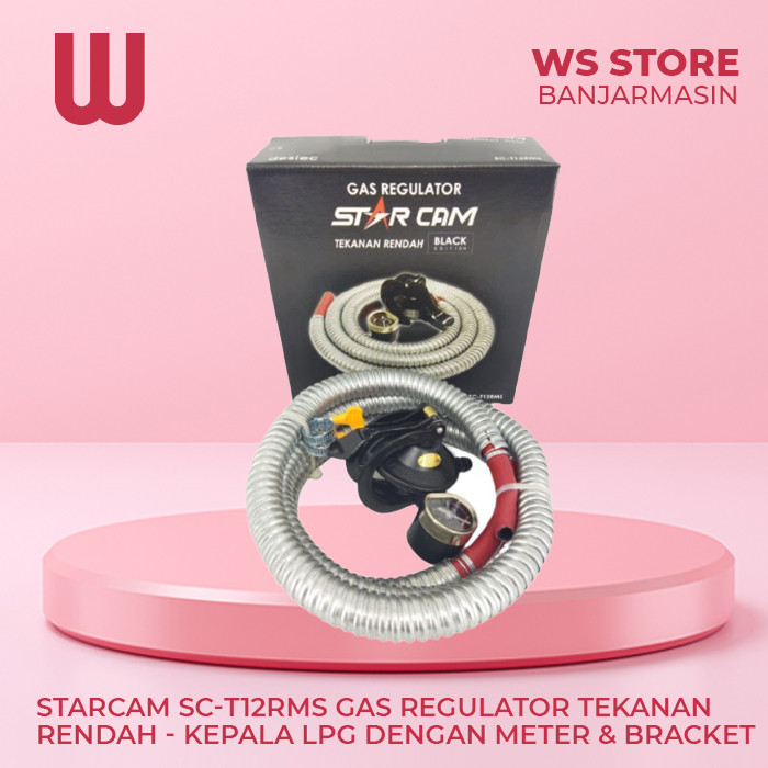 Starcam SC-T12RMS Gas Regulator Tekanan Rendah - Kepala LPG dengan Meter & Bracket