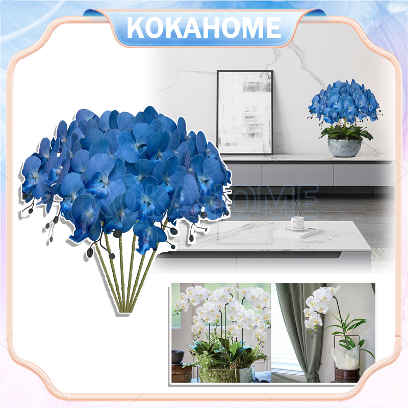 bunga anggrek bulan latex cabang 9/bunga anggrek latex palsu 9 kuntum/1 PCS bunga anggrek artificial