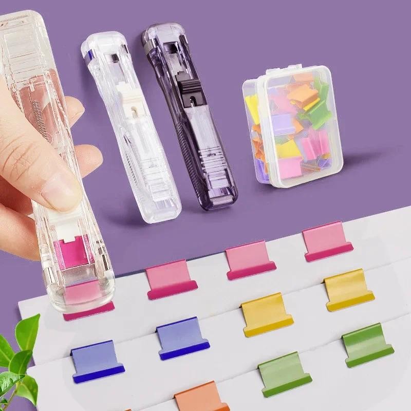 

Transparent Stapler School Supplies Grapadora Spillatrice New Removable Metal Clip Pusher Office Accessories Push Clip Stapler