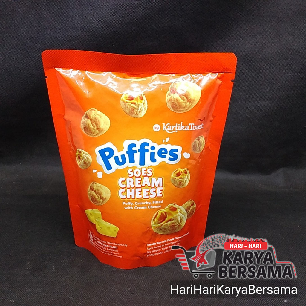 

MAKANAN RINGAN BISKUIT PUFFIES KARTIKA TOAST SOES CREAM CHEESE POUCH 72GR