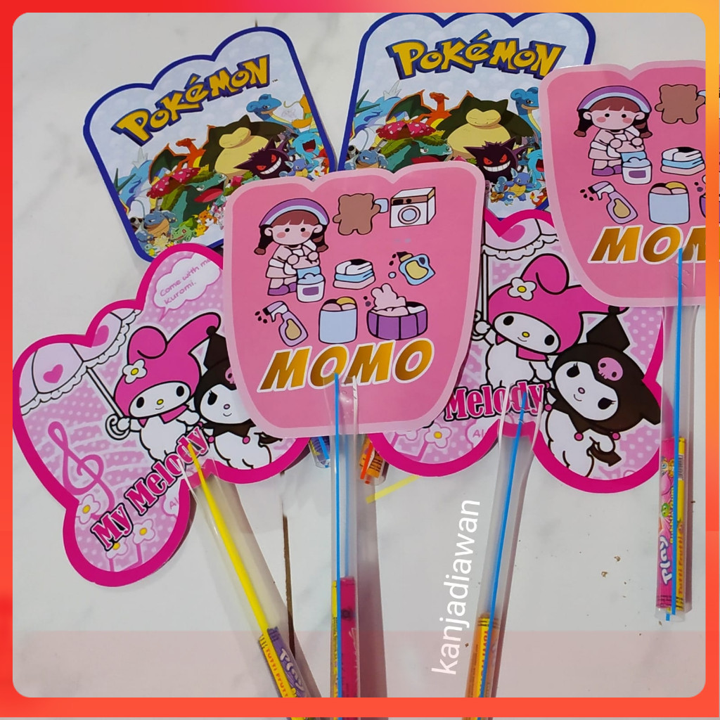 

Permen Kipas Momo Sanrio Pokemon Permen Karet motiv random isi 20