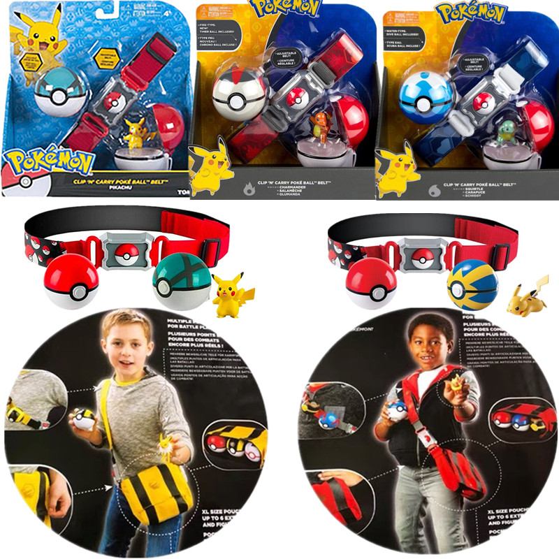 

Pokémon Belt Set Toy Poke Ball Belt Battle Doll Pokémon Pikachu Eevee Charmander Bulbasaur Children's Gyro Toy Gift