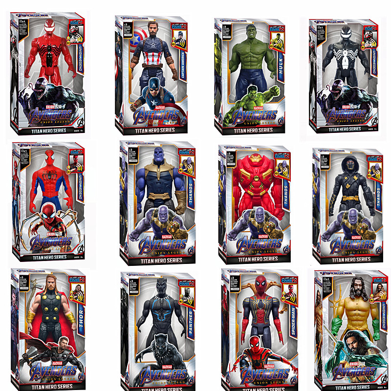 

30cm Superhero Figure Toy Thanos Hulk Spider-Man Iron Man Captain America Thor Black Panther With Sound And Light Action Figure