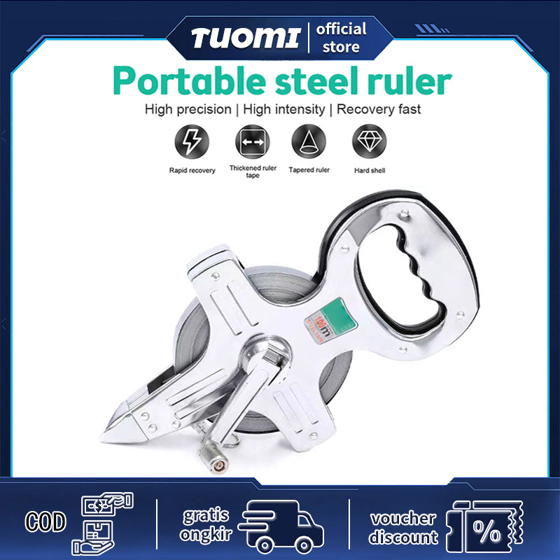 Meteran Roll/100 50 Meter Stainless Steel/roll Meter/meteran Rol/meteran Stanlis/meteran Setenlis