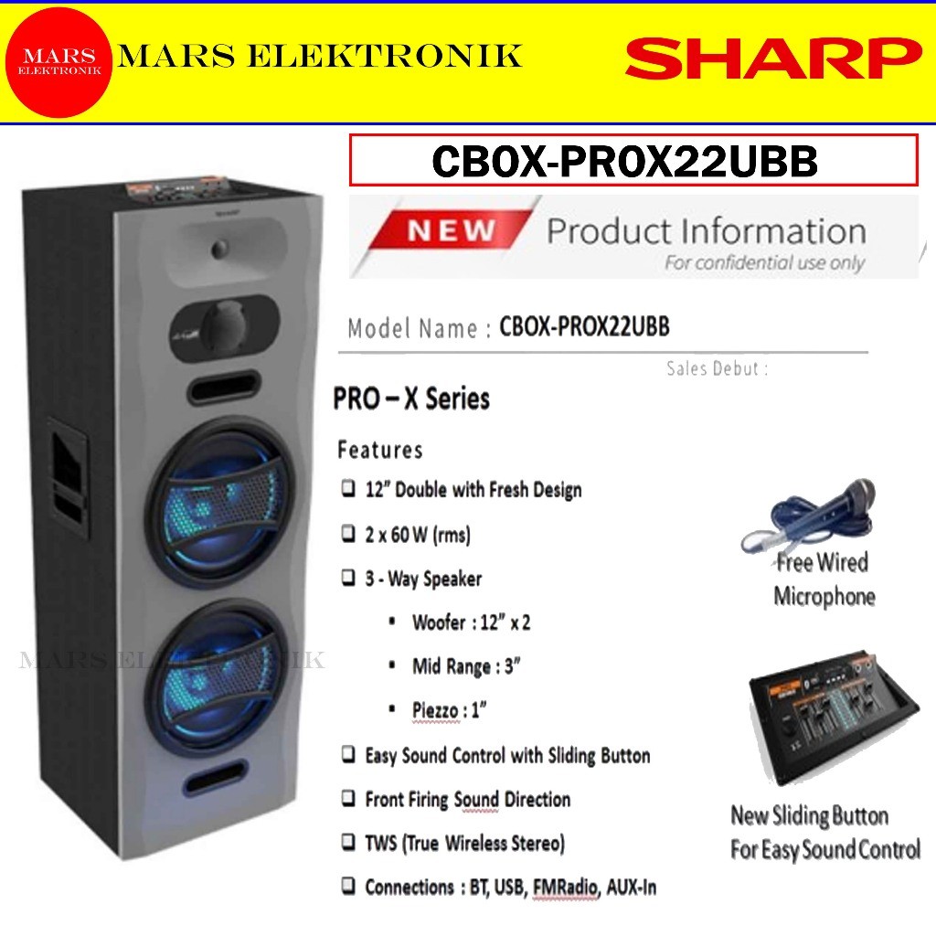 SPEAKER SHARP ACTIVE CBOX-DPRO22CB / CBOX-PROX22UBB -  BIG WOOFER ( 12" x 2 ) CBOX PRO 22 UBB - CBOX