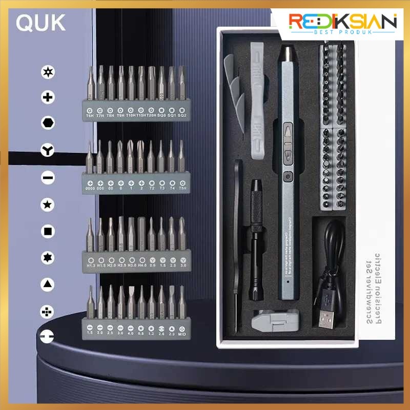 Set Obeng USB Elektrik Rechargable Electric Screwdriver 50 in 1 | Alat Set Obeng Elektrik Teknisi Se