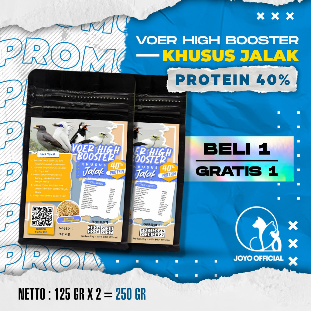 BELI 1 GRATIS 1 MAKANAN BURUNG JALAK JUARA LOMBA | VOER HIGH BOOSTER  PROTEIN 40% ( KHUSUS JALAK ) 1