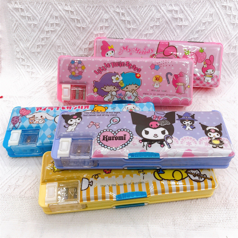

Cartoon Kawaii Kuromi Pencil Case Double-Sided Pencil Case Student Multifunctional Pencil Case With Pencil Sharpener School Supp