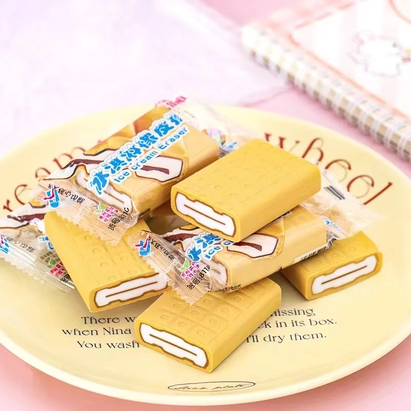 

3pcs Creative scented ice cream eraser cartoon fun student clean and flawless simulation pencil eraser stationery gifts