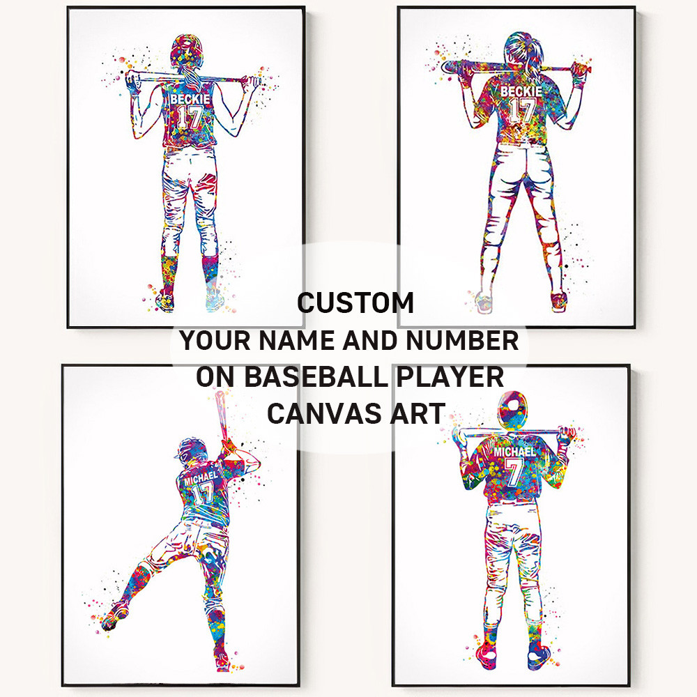 

Personalized Custom baseball Player Poster Your Name&Number on baseball Player Canvas Art baseball Picture Customize Gift Art
