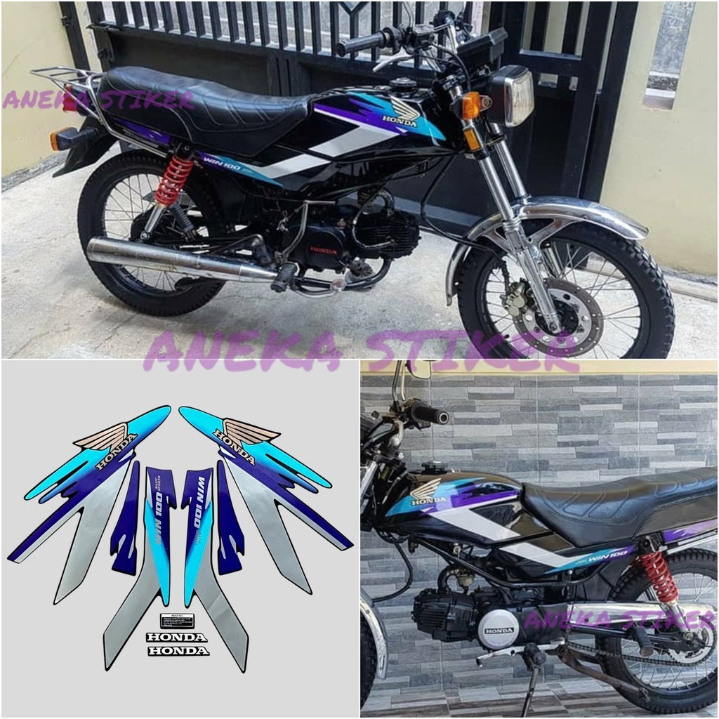 Striping Stiker HONDA WIN 100 1997 1998 Cyan Biru Ungu Fullset Berkualitas