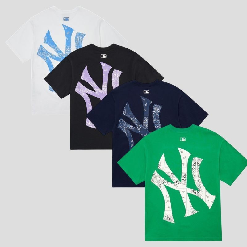 TSHIRT MLB PATTERN PURPLE GREEN BLUE BLACK WHITE MURAH PROMO KAOS - MIRROR 1:1