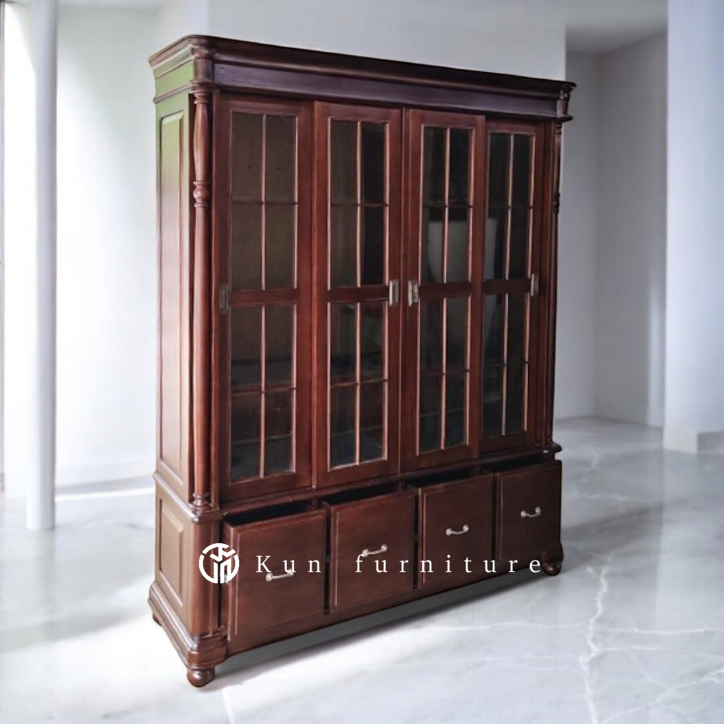 LEMARI HIAS PAJANGAN KAYU JATI LEMARI HIAS KLASIK KAYU JATI