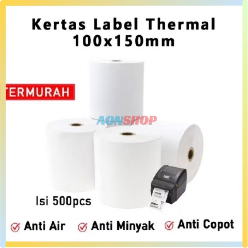 

[AS] Label Thermal Sticker Kertas' Resi 100x150 Roll Barcode A6 Sticker