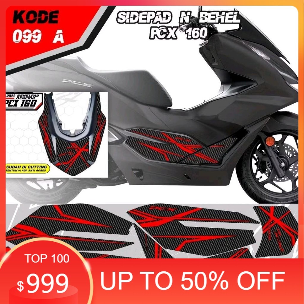 Stiker Antigores Sidepad Behel Fullset Honda PCX 160 Motif Karbon Keren Motor - Motorcycle
