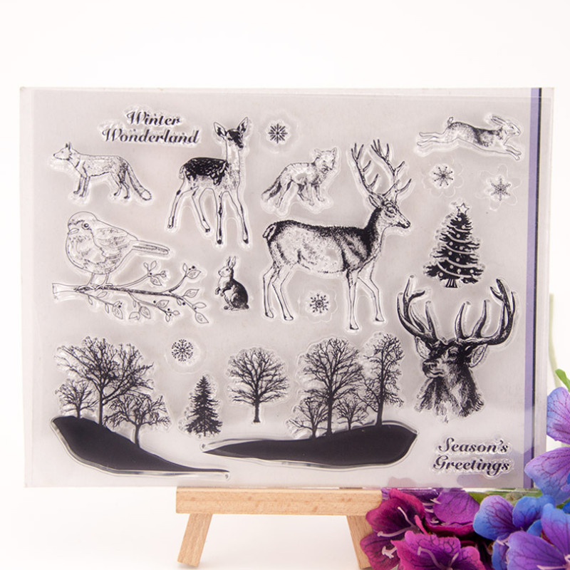 

Forest Animals Silicone Clear Seal Stamp DIY Scrapbook Embossing Photo Album Decor Rubber Stamp Art Handmade Reusable Stationery