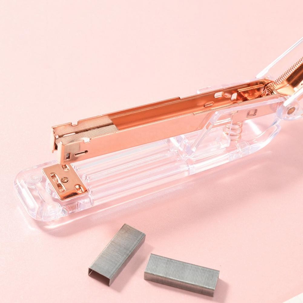 

25-sheet Capacity Stapler Heavy Duty Transparent Desktop Stapler with Anti-slip Base Labor-saving One-finger Stapler for School