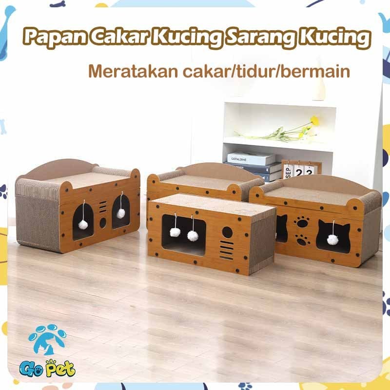 Local Shop Kucing Rumah Kitten House Corrugate Paper Bed Cat Nest Durable High quality Cat Scratcher