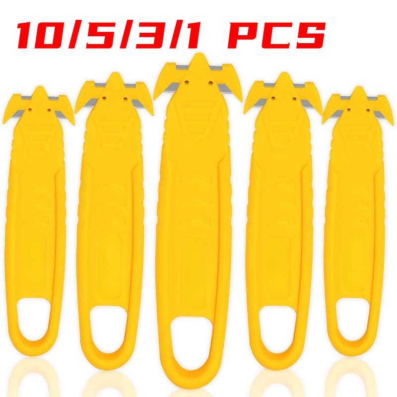 

10/5/3/1PC Safety Box Cutter Utility Knife Double-sided Blade Cardboard Parcel Package Tape House Office Security Knife Tools
