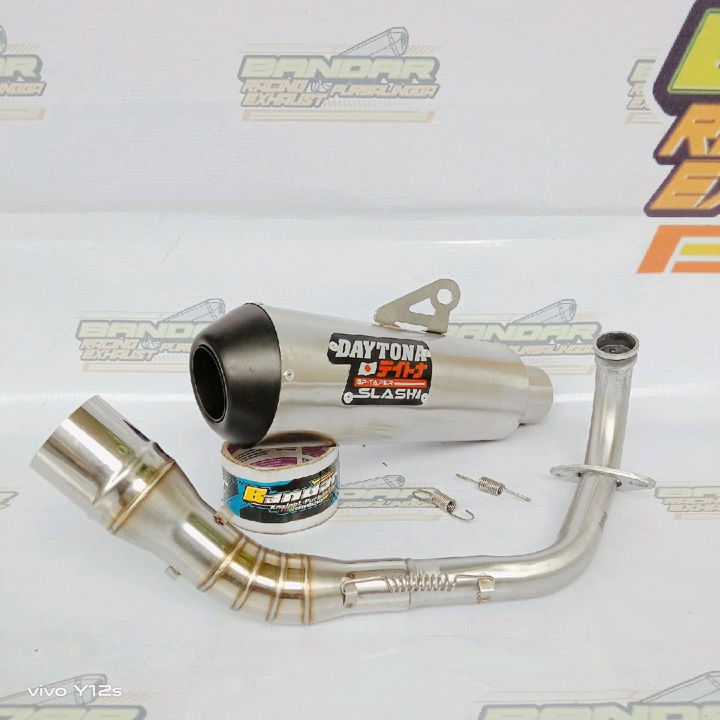 Knalpot Racing Daytona For Beat Karbu/Fi/Deluxe dengan Suara Bass Adem Inlet 50mm