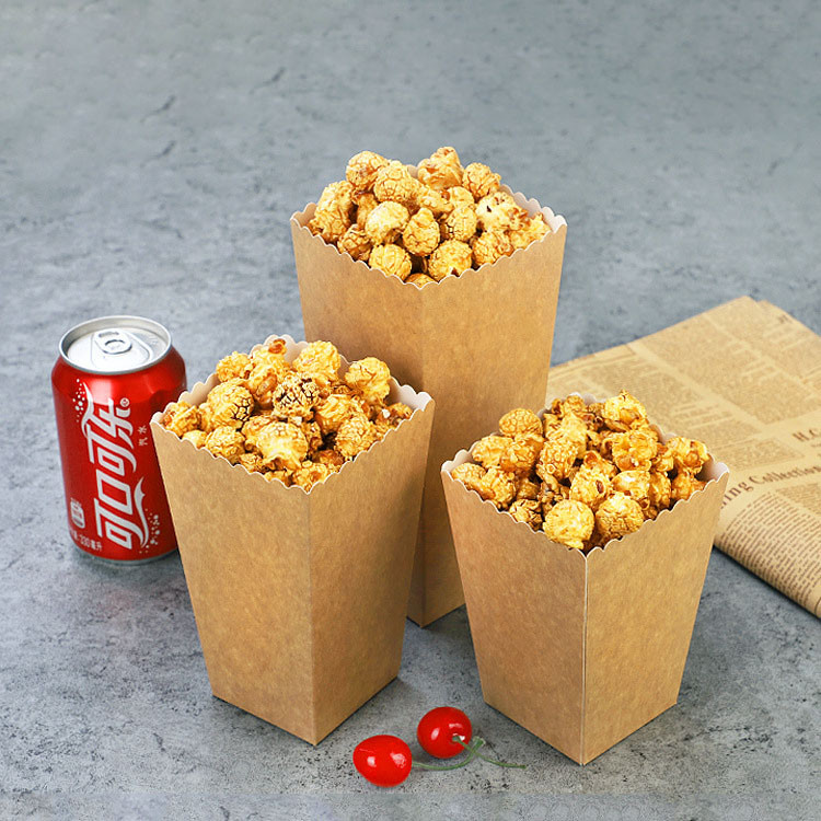 

6/12/18pcs Pure Brown Kraft Popcorn Boxes Container Birthday Movie Party Favors Treat Bags Wedng Bridal Favor Guests Gifts Box