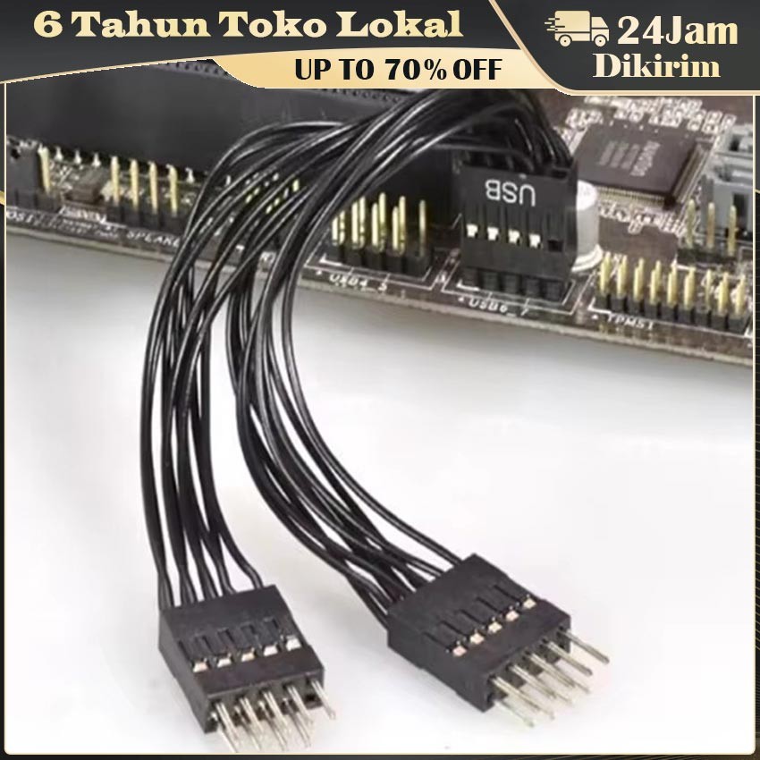 Kabel Splitter USB 9Pin Motherboard 1 Female ke 2 Male / Ekstensi Cabang USB Header Internal Kompute