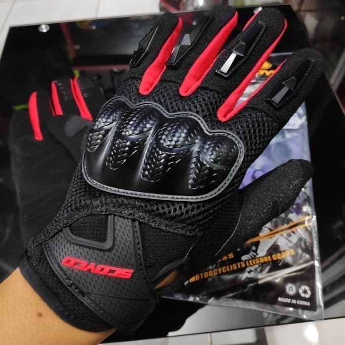 sarung tangan sepeda motor scoyco mc58 original / gloves scoyco mc58 - Merah, M