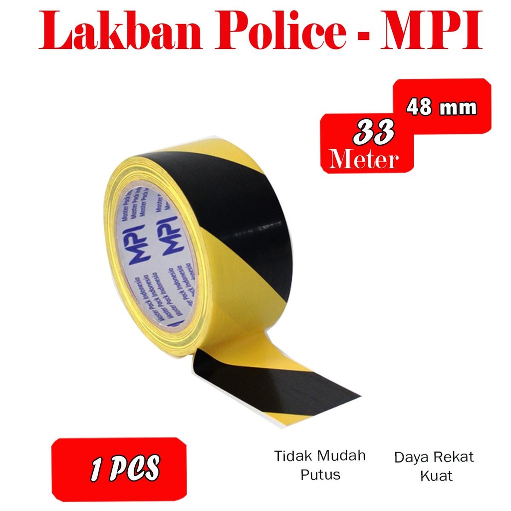 

Lakban Police UK 48 mm x 33 Meter / Lakban Garis Kuning Hitam - MPI