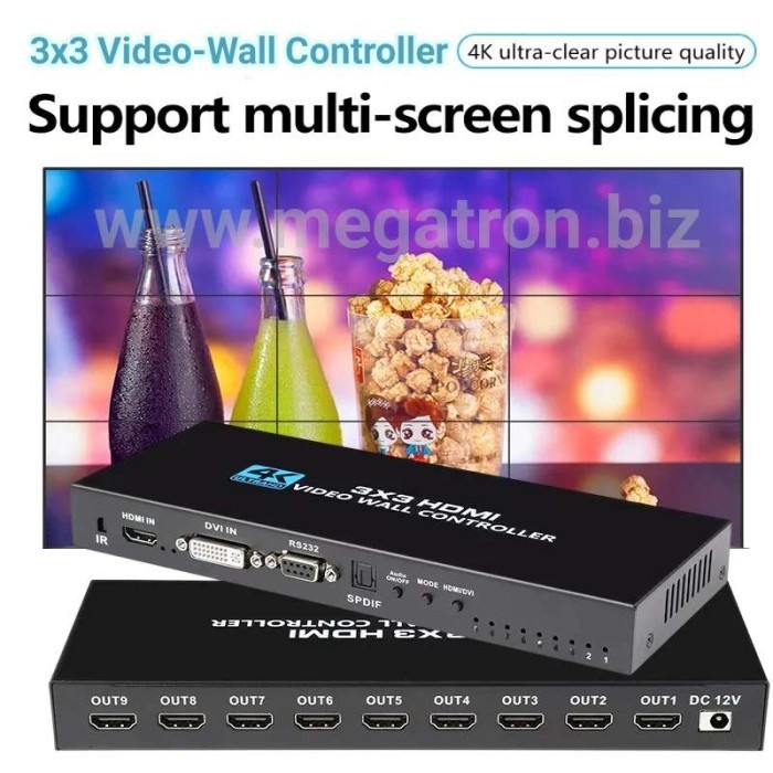 HDMI Videowall Controller 3x3 (Menggabungkan 9 TV jadi Layar Besar)