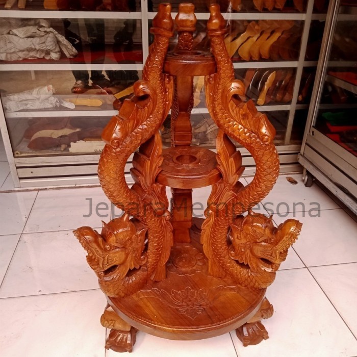 Jagrak Stand Dudukan Pataka Tongkat Pusaka Model Naga Kembar 3 Besar