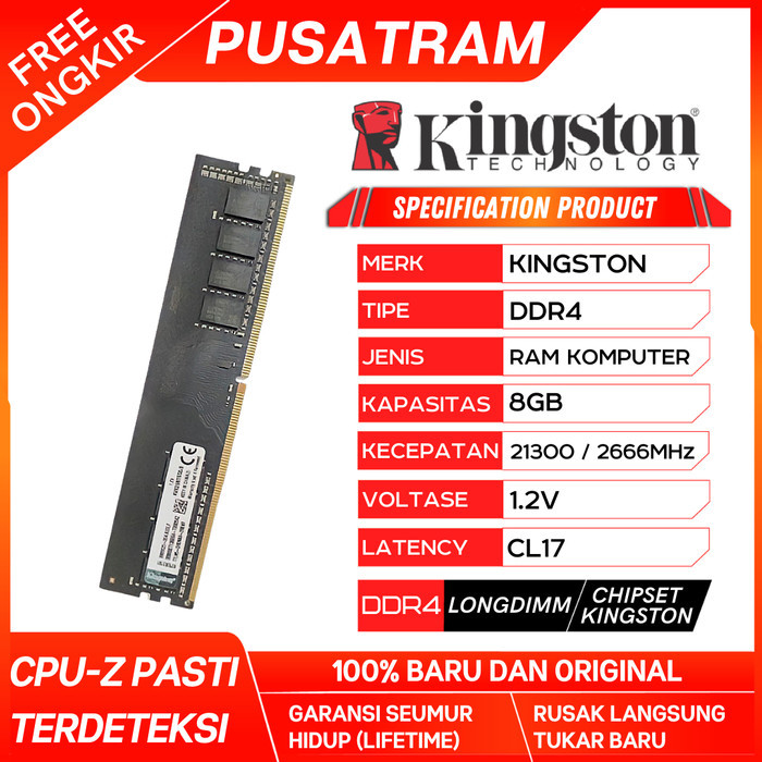 RAM PC KINGSTON DDR4 8GB 21300 / 2666 MHz ORI RAM NB DDR4 8GB 2666 MHz