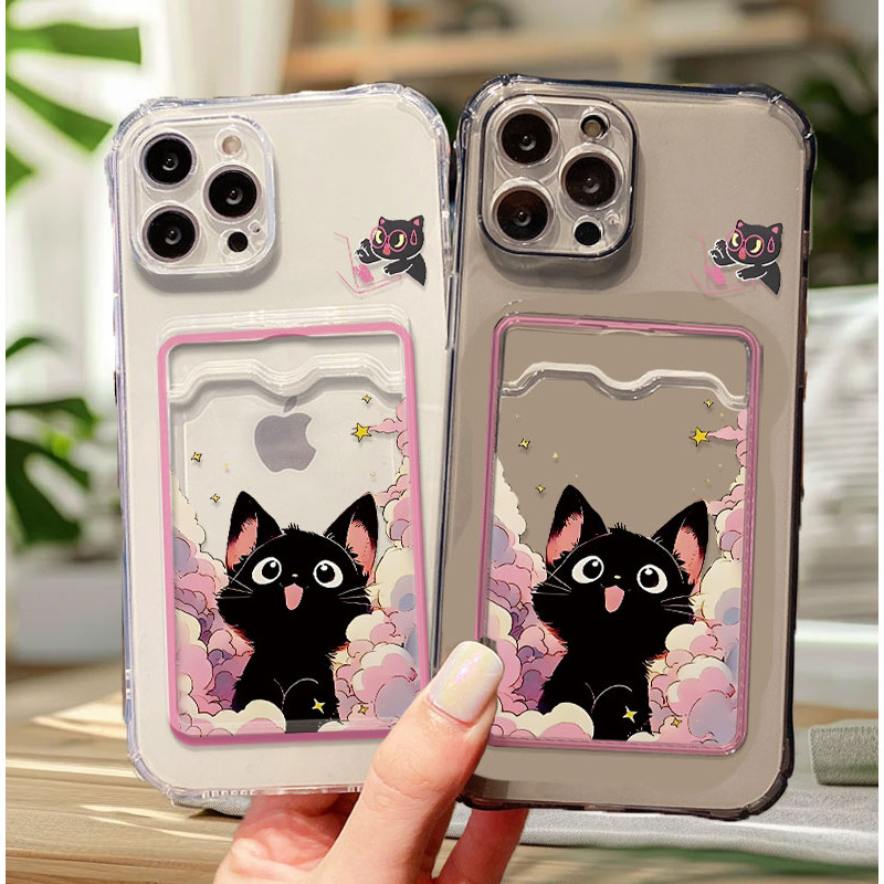 Moon Luna Cat Thin Crystal Clear Wallet Case for Infinix Zero 40 40 4G Hot 50 4G Hot 50i Hot 50 Pro+