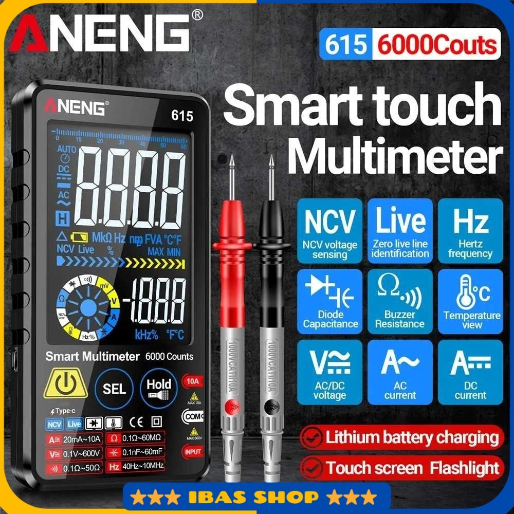 ANENG Digital Multimeter Touchscreen NCV Lighting 6000 Count 700mAh - 615